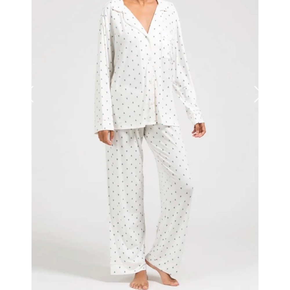 NWT Eberjey Long PJ Set with Pine Trees (L)